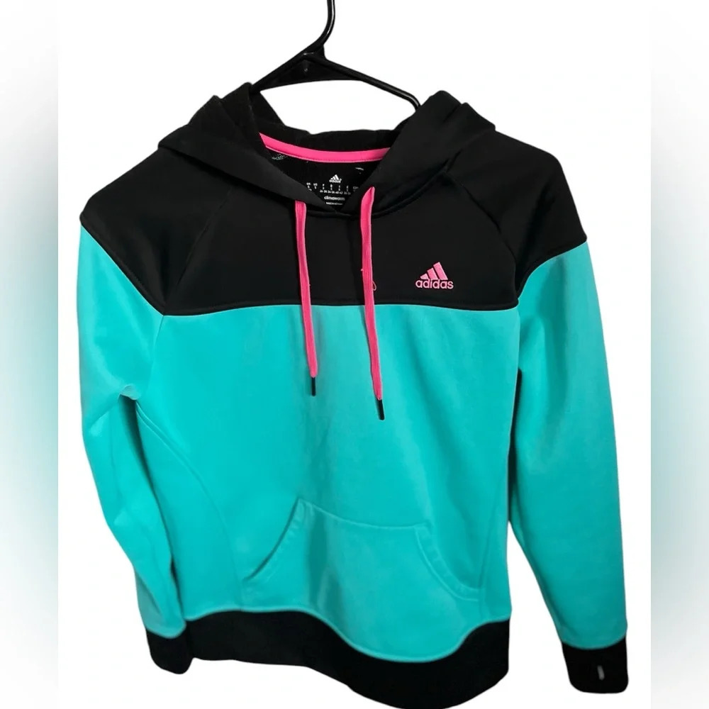 Y2K climawarm neon pink and light blue Adidas sweater